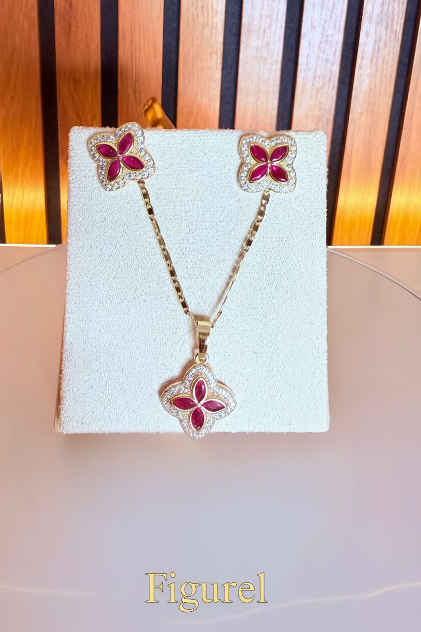 Juego de cadena con cin dije y aretes